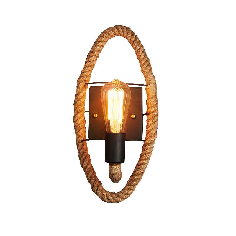 American Loft Iron Industrial Wall Lamp with Creative Rope Design for Bedside, Bar, Cafe, Living & Dining Rooms