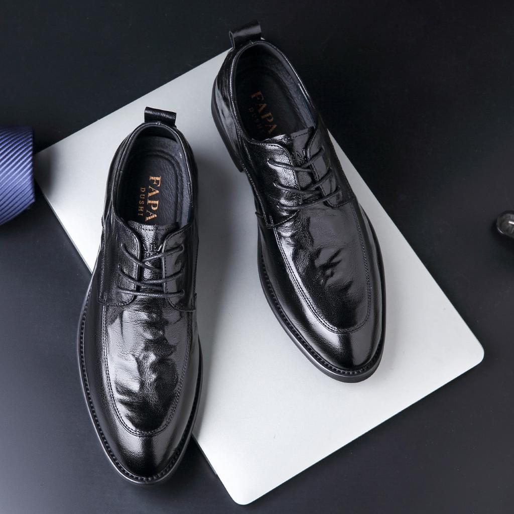 Neue Wenzhou Lederschuhe Herren Echtleder Britischer Stil Herrenschuhe Innenerhöhung Businesskleid Übergröße Hochzeit Derby Schuhe Herbst