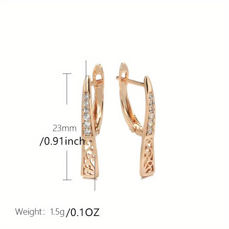 1 Pair Simple Trendy Golden Color Earrings for Women Shiny Zircon Wedding Fine Jewelry Drop Earrings