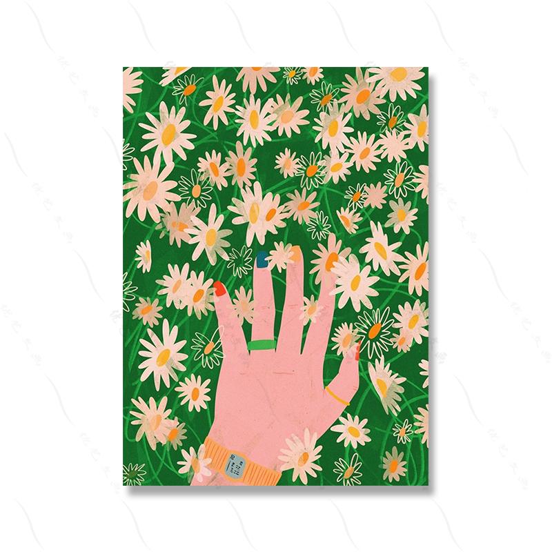 Plakaty i wydruki Nordic Girl Abstrakcyjna sztuka ścienna Malowanie na płótnie Kolorowy obraz z kreskówek do dekoracji ścian salonu