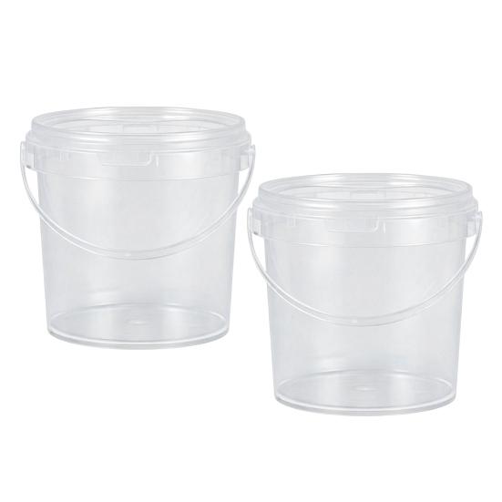 Leakproof Food Containers 2PCS Round Buckets, with Lid And Handle Disposable Containers, Moisture Proof Jars Stackable Food-grade Plastic Storage