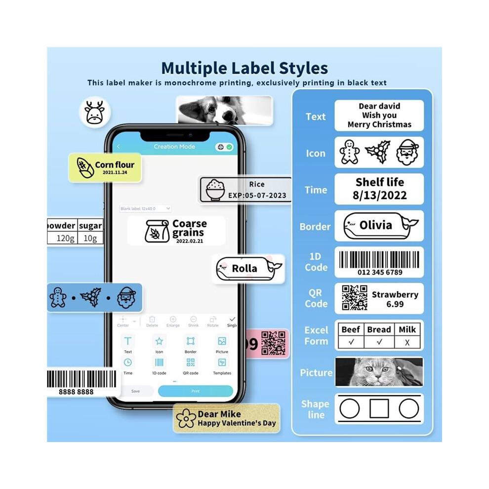D30 Label Maker Machine, Label Maker for Office, Inkless Thermal Label Printer Portable Sticker Maker