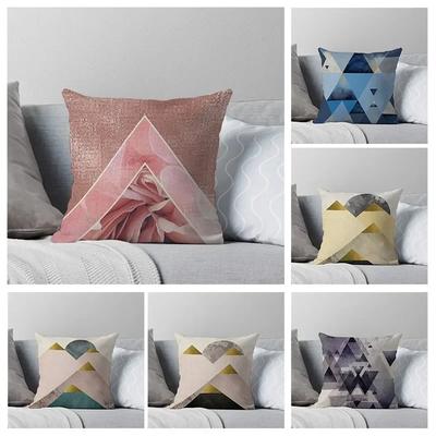 Colorful Diamond-Shaped Pattern Throw Pillow Cover With Short Plush Print For Living Room Sofa Decoration Cushion Cover