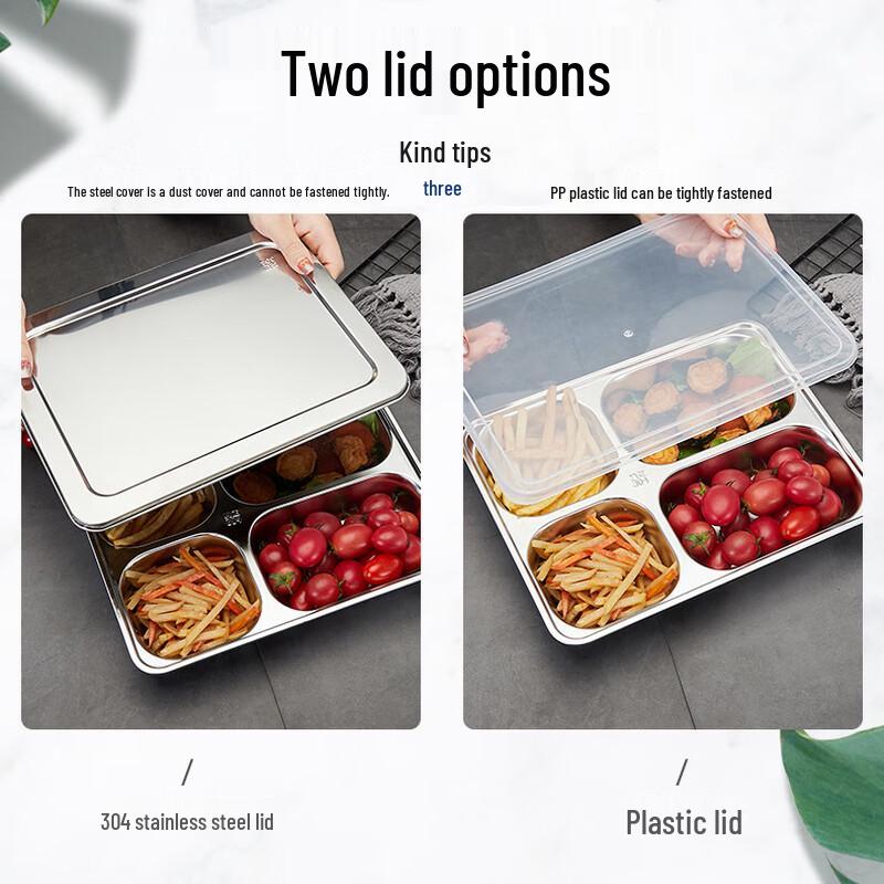 Stainless Steel Divided Lunch Tray with Lid