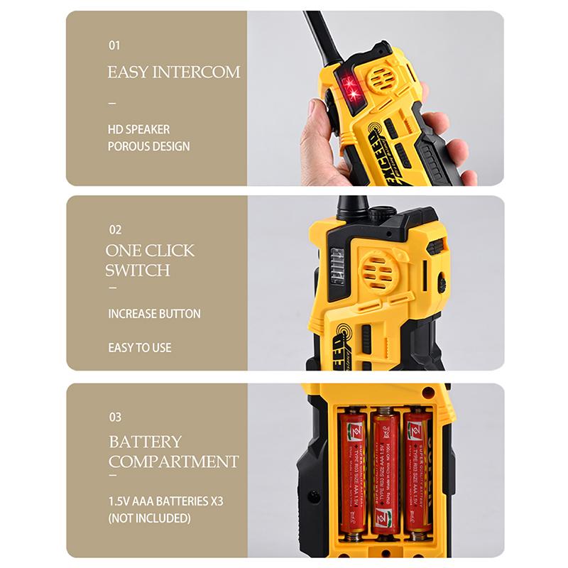 2Pcs Kids Channels 2 Way Radio Toy With Light For Outdoor Sports Camping Climbing Walkie Talkies Long Range Talkies Toys