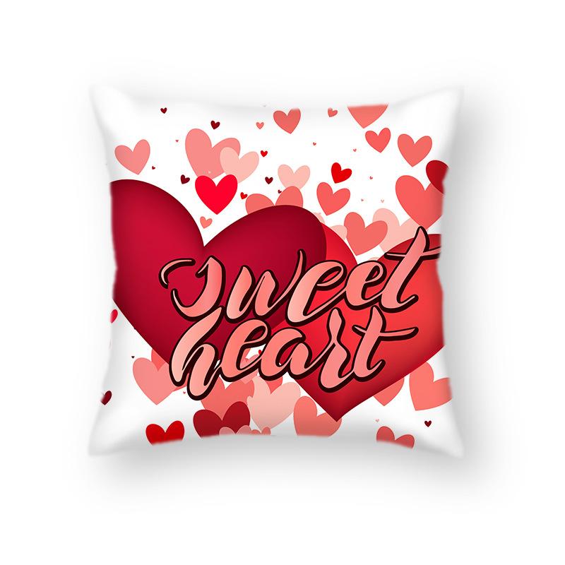 Nordic Red Sofa Pillow Love Pillow Case Ins Style Flower Couple Wedding Hug Valentine's Day Decoration Pillow Case