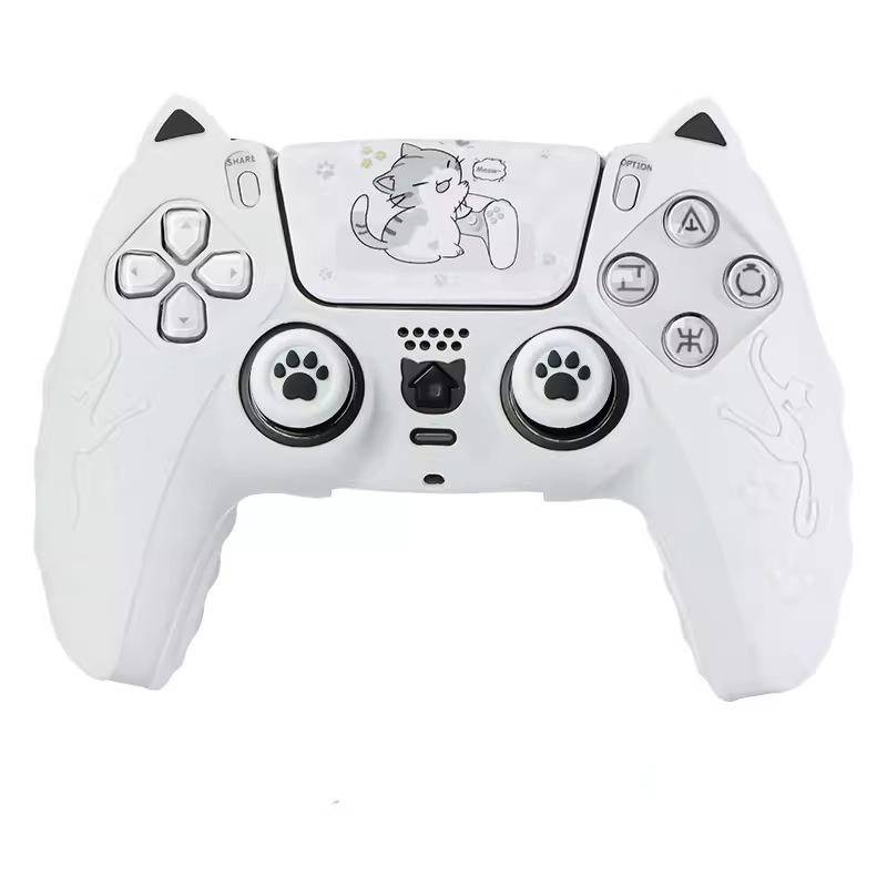 Lovely Cat Silicone Soft Protector Sticker Skin For Sony Playstation Dualsense 5 PS5 Controller Case Thumb Stick Grip Cap Cover