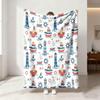 1pc Nautical Lighthouse Sailboat Rudder Print Flannel Blanket Flannel Blanket Leisure Sofas Napping During Break
