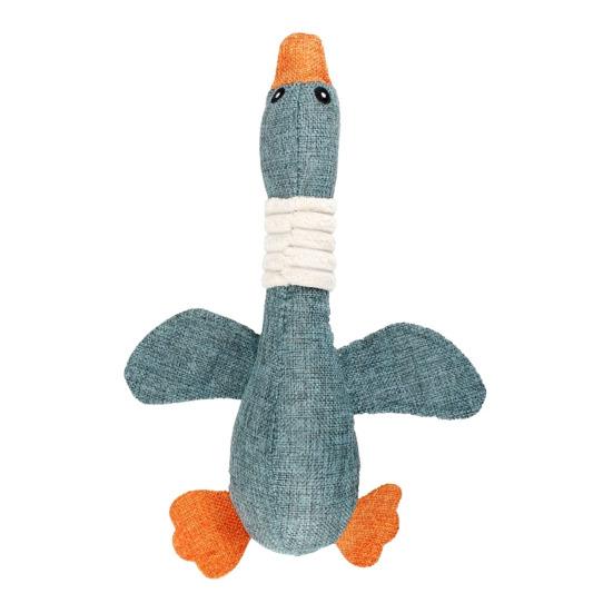 Linen Bird Dog Toy Wild Goose Squeaky Dog Chew Toy Interactive Stuffed Puppy Teething Toy for Dogs Cats Teeth Cleaning Hunting Instinct