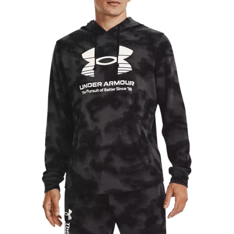 Under Armour Logo Print Camo Hoodie Men Tops Black 1377185-001
