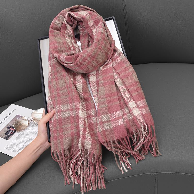 New Knitted Retro Scarf Headscarf Winter Women Men Preppy Plaid Tassels Scarve Pashmina Mujer Femme Male Foulard Wrap Shawl
