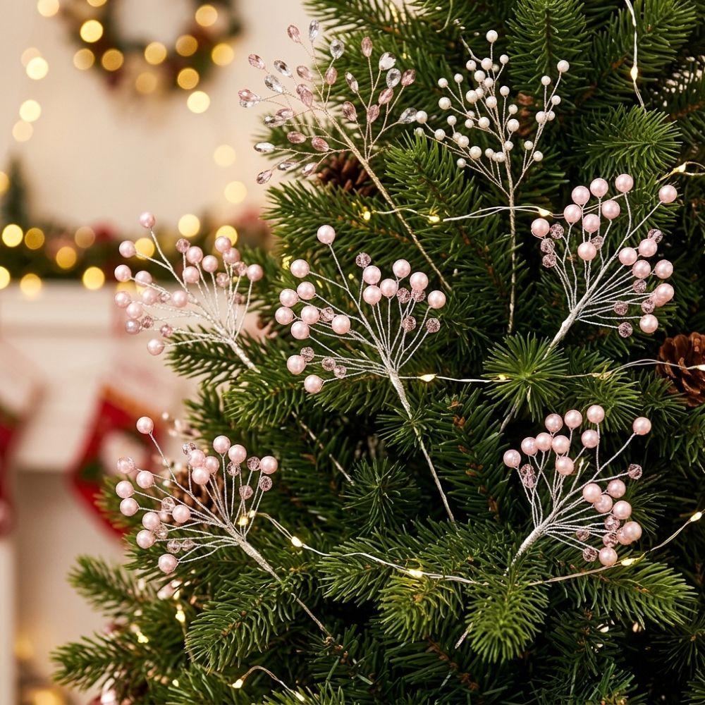 Realistic Gem Star Xmas Tree Branch Glitter Crystal Bead Christmas Sprig Window Display
