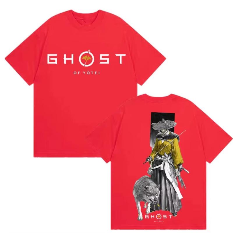 2026 Japanisches Spiel Ghost of Yotei Grafik Baumwolle Unisex Shirt Ukiyo-e Stil Rundhals Kurzarm Damenmode T-Shirt Sommer