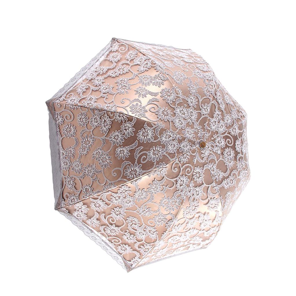 Spitze Stickerei Schirm Retro Klassisch Beschichtung Doppelt Faltbar UV Schutz Sonnenschirm Für Frauen