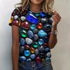 3d Colorful Stones Print Tshirt For Women Summer Fashion Casual Loose T Shirt Oversized Short Sleeve O-Neck Tops Design Clothing