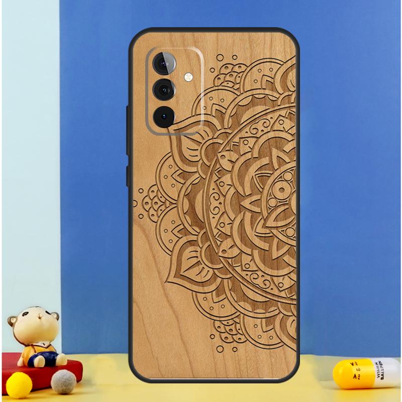 Mandala Floral Wood Case For Samsung Galaxy A32 A52 A22 A12 A14 A24 A34 A54 A15 A25 A71 A51 A13 A33 A53 Cover