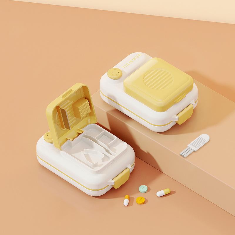 

1pc New multifunctional medicine cutter, medicine box cutting, grinding and dispensing device, portable storage box