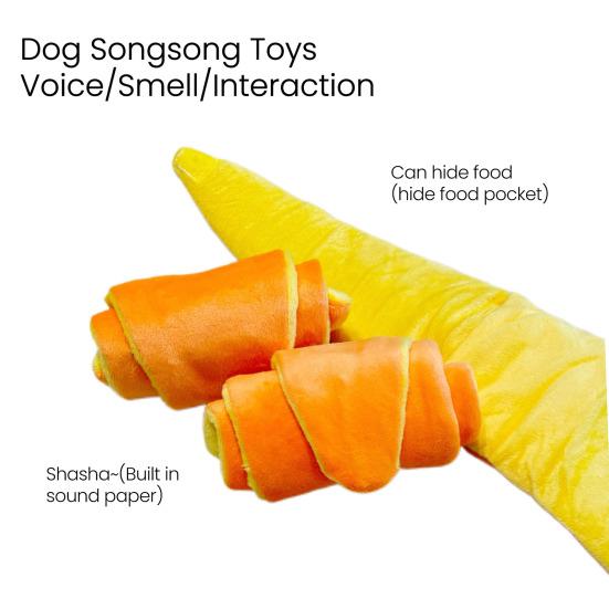 Dog Enrichment Toy Soft Croissant Shaped Chew Toy with Squeaker And Crinkle Paper