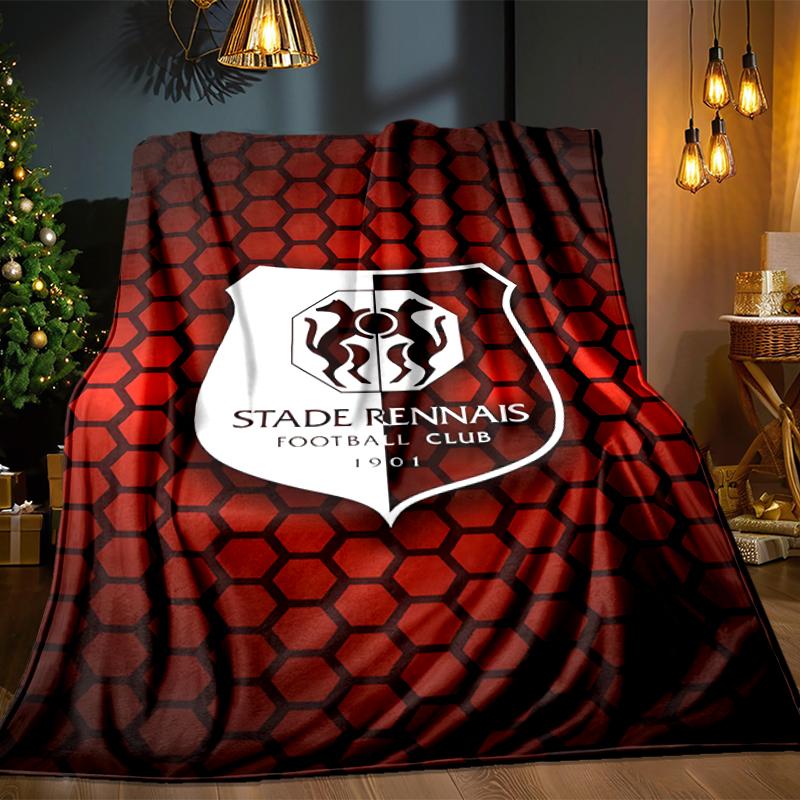 Stade Football Club Crest Blanket Lightweight Ideal Bedding Blanket Perfect for Travel, Camping, Living Rooms, Offices, Sofas, Fan Christmas Gift