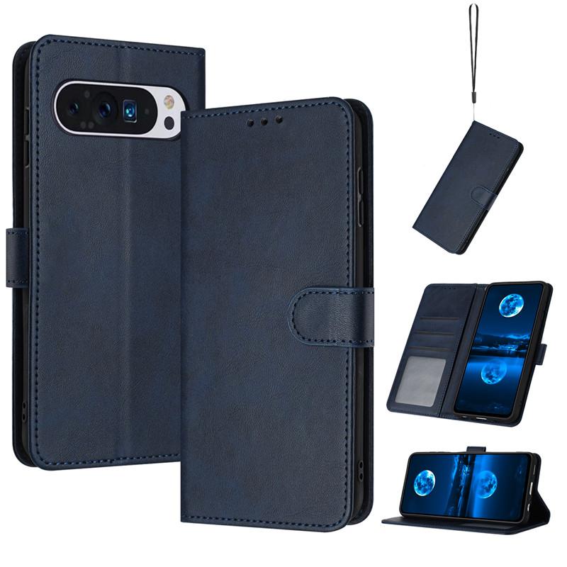 Magnetic Flip Cover Leather Case For Google Pixel 9 8A 7A 6A 8 7 6 Pixel9 Pro Pixel8 A Pixel7A Solid Color Skin Feel Wallet Bags