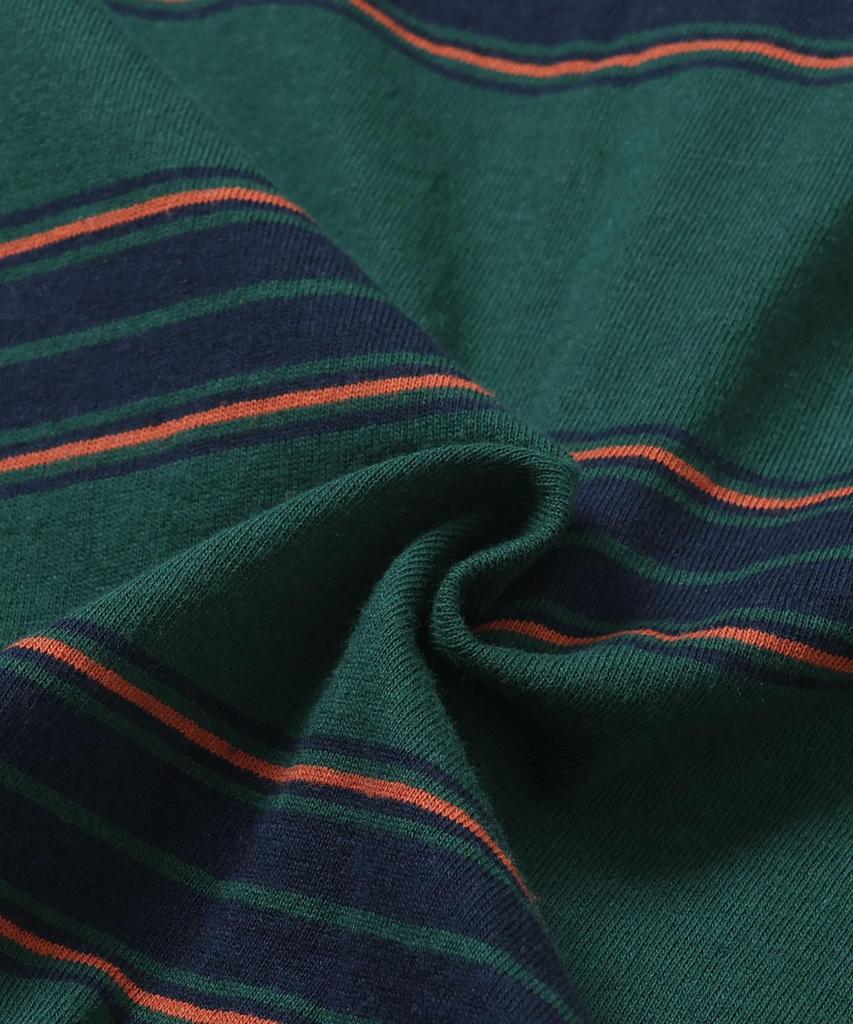 Embroidery for Green [Cliff Mayer] One-point Multi-border Long-sleeved T-shirt Men, Medium,