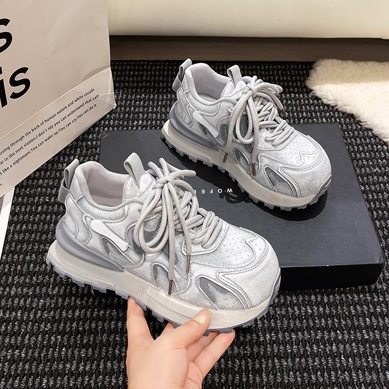 thick-soled color matching Forrest Gump shoes for women in spring and autumn 2025, new soft-soled sports and leisure shoes ins trendy dad shoes for 