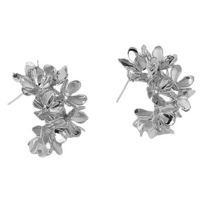 

Винтажные золотые серьги-гвоздики в форме цветка для женщин, геометрические серьги в форме буквы C, ювелирные аксессуары