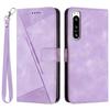 Shockproof PU Leather Case for Sony Xperia 5 IV 5G,Triangle Imprinted Phone Cover Stand Shell Wallet