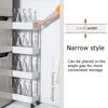White 4-Tier Multifunction Kitchen Trolley Rack Wide Slim Space Saver Bathroom Kitchen Storage Shelf with Wheels PP And Steel