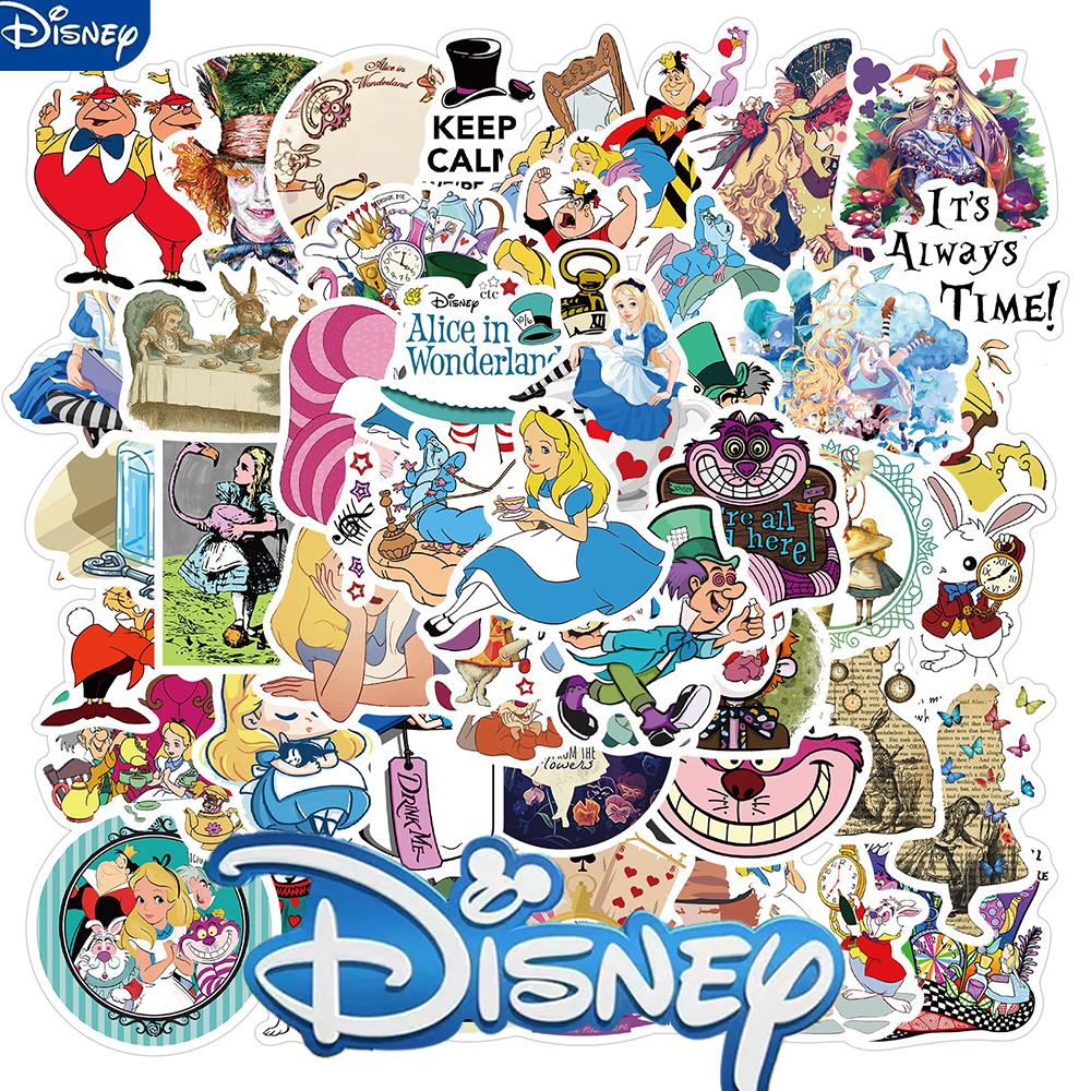 50pcs Disney Movie Alice in Wonderland Stickers Cute Cartoon Graffiti Sticker Decals for Kids Toy Water Bottle Phone Case