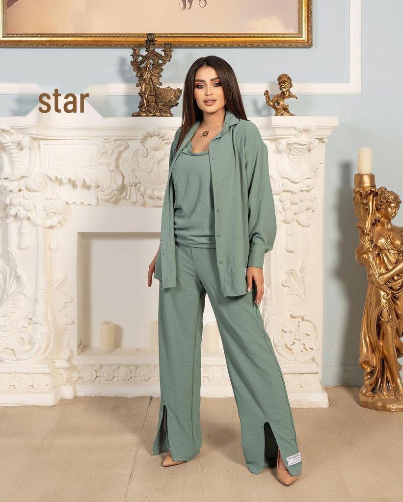Ensemble 3 Pièces Automne Moyen-Orient 2024: Chemise à manches longues, Gilet et Pantalon pour le trajet domicile-travail.