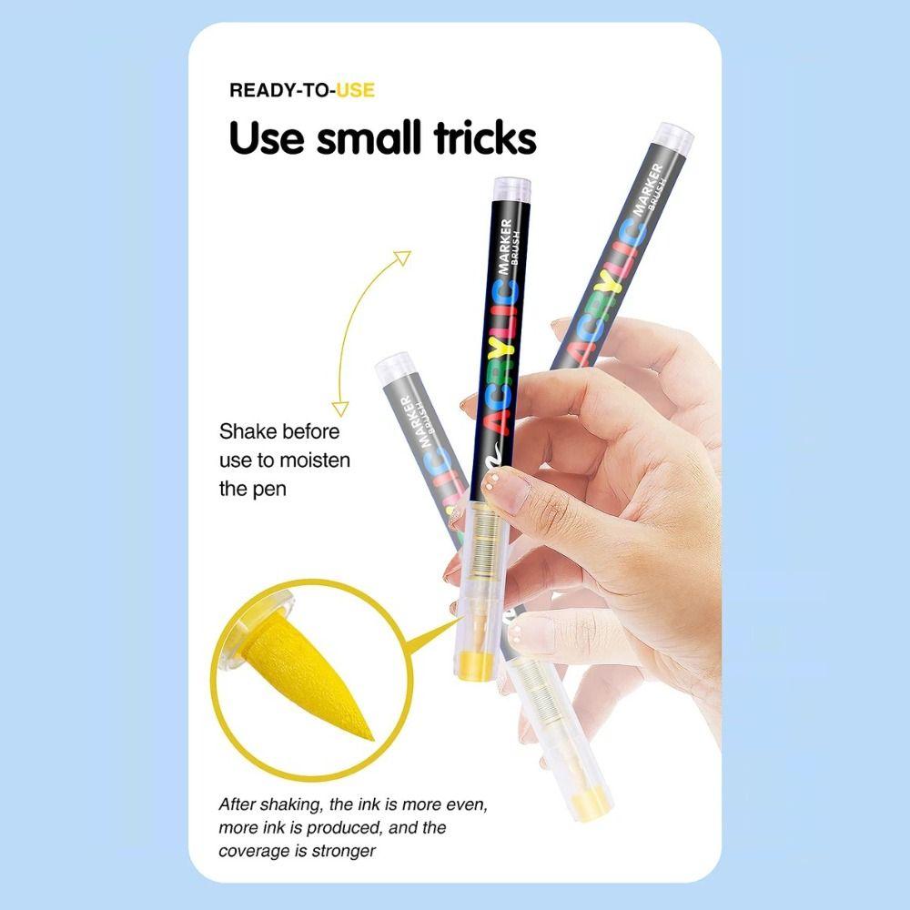 Christmas Gift Acrylic Paint Pens DIY Crafts Rock Painting Pens New Markers Brush  Wood Canvas