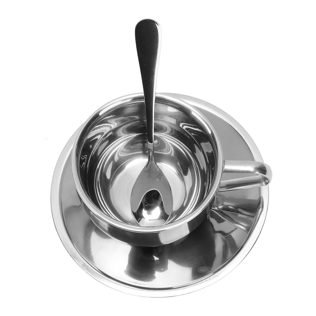 180ml Insulated Coffee Cup Set 304 Stainless Steel Double Walled Mugs Tea Cup with Saucer Spoon