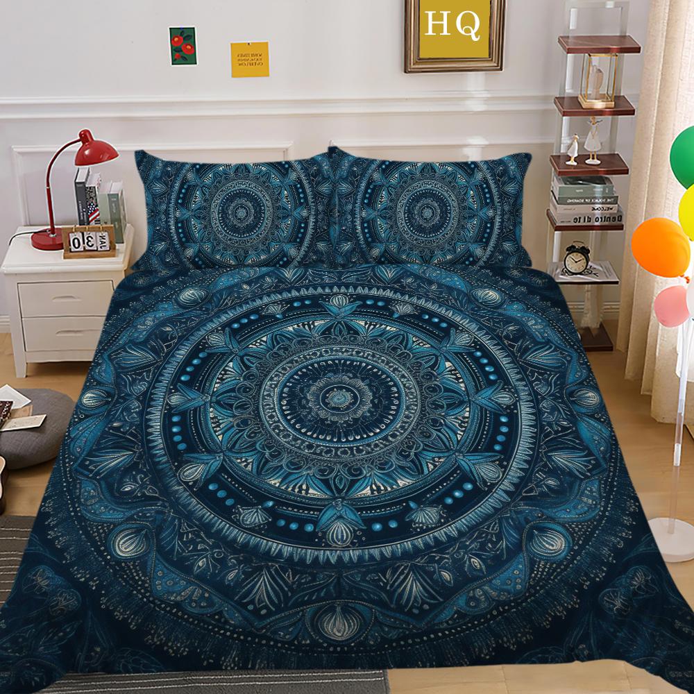 Home Bedding Set 3D Mandala Printing Bedspreads Queen Double Size Microfiber Duvet Cover Set Bedroom Decor