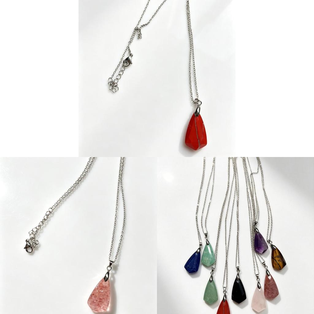 Geometric Natural Crystal Pendant Necklace With Polished Quartz For Bohemian Jewelry Lovers