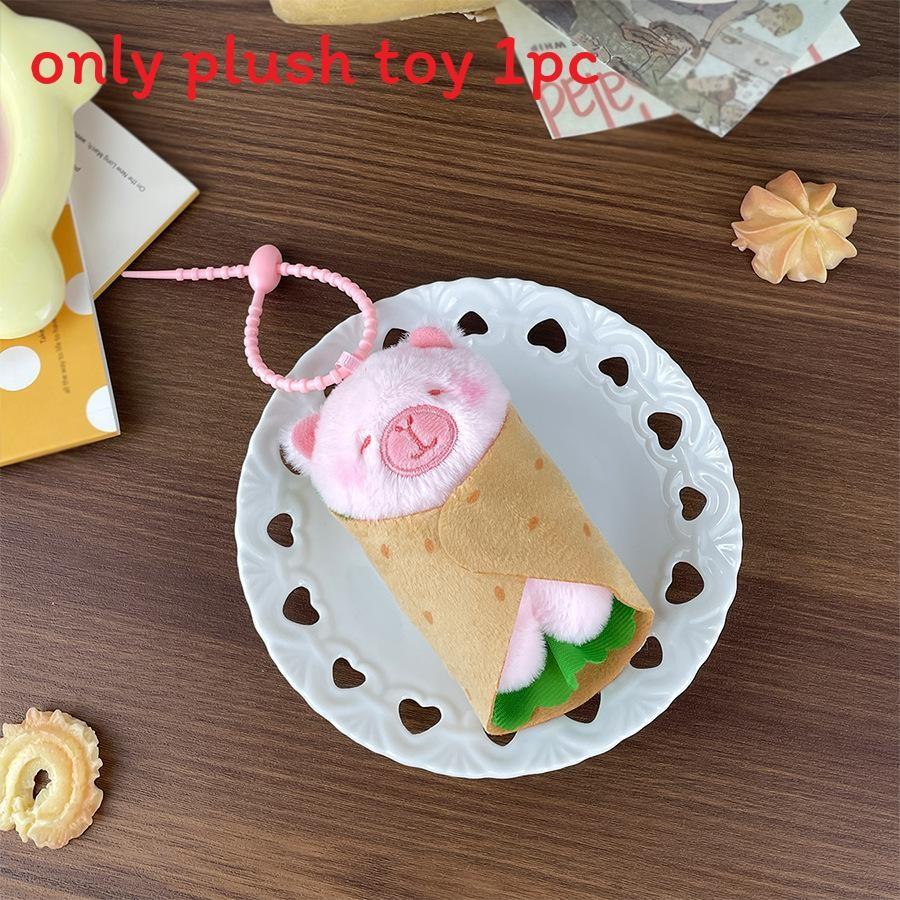 Plush Pancake Animal Toy Capybara Doll Keychain Backpack Pendant Holiday Gift