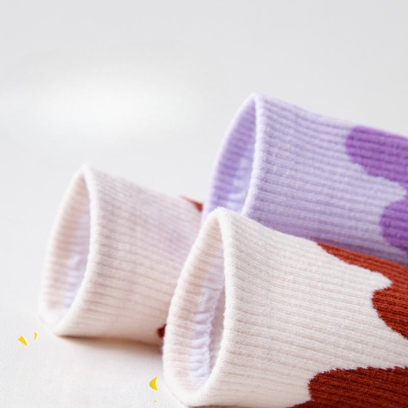 Women's Spring and Autumn Style Pure Cotton Mid-calf Socks, Gradient Color Letter Sports Socks, Long Socks