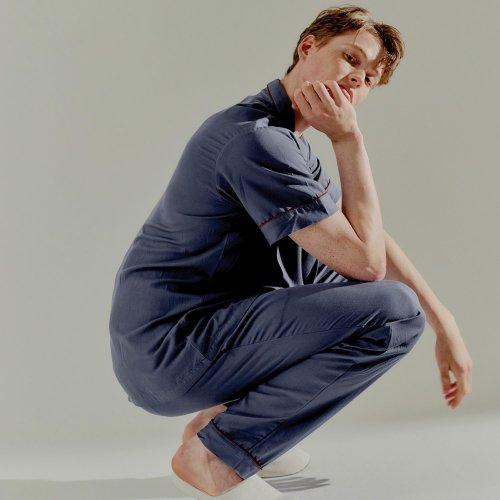 

[Sunday Lounge] Blue Solid Pajama Short Set SMSAB042 [Shipped from Korea] 100% Authentic M