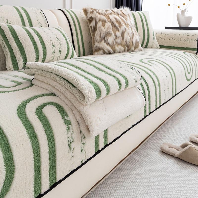 Autumn and Winter New Plush Sofa Cushion Anti Slip Comfortable Skin Friendly Cushion Simple Modern Living Room Sofa Cover Cloth