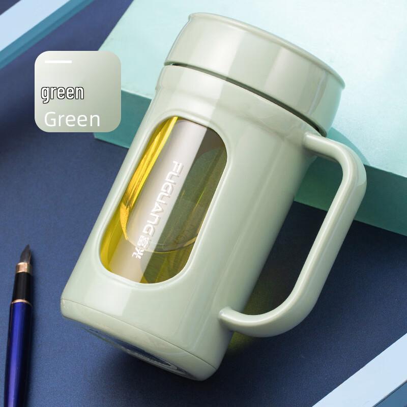 Fuguang Double-Layer Glass Mug with Handle and Lid