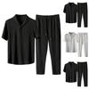 Herr Sommar Casual Mode Kortärmad Knäppt Skjorta Och Byxor Set