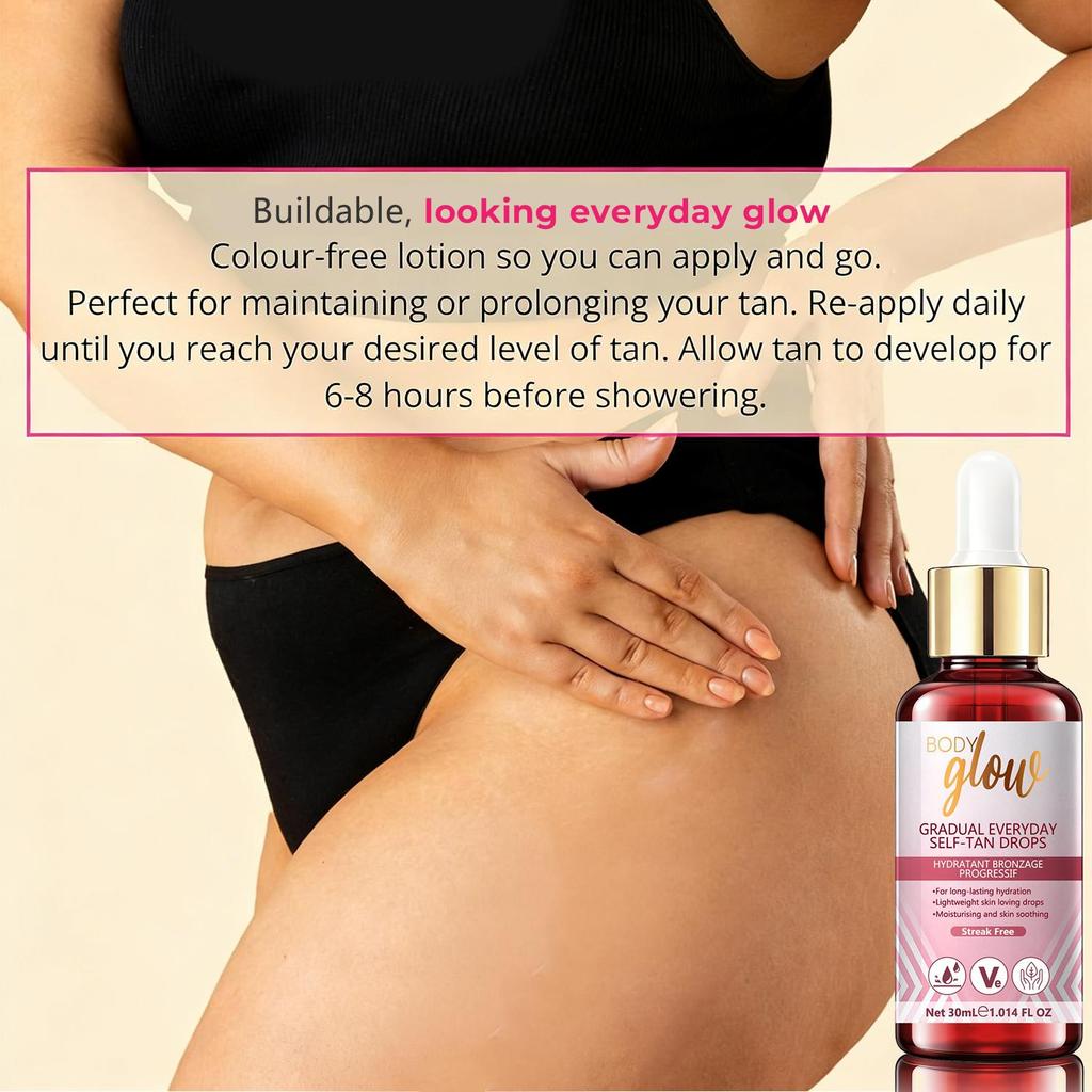 Body Glow Self-Tan Drops-Moisturizing & Soothing Skin-Builds Over Time A Beautifully Bronzed You-Suitable For All Skin Types, 30ml