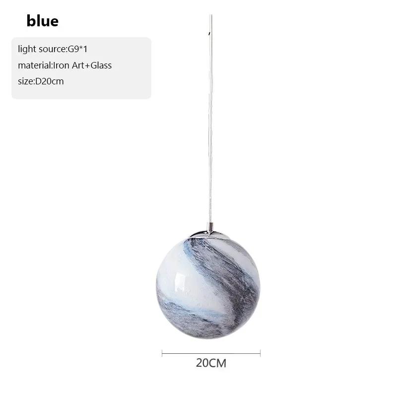 Planet Led Pendant Lamp Children Room Creative chandelier Glass Ball Hanging Lights Boy Bedroom Space Reading Indoor Decor Light