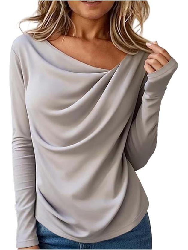 2026 European Solid Color Long Sleeve Women's Autumn Winter Top