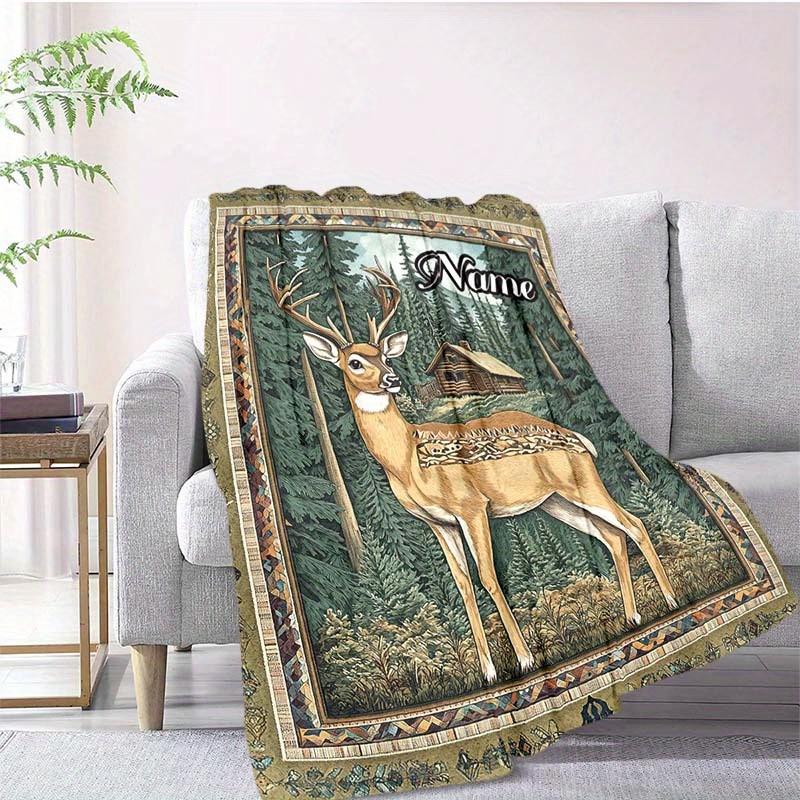 Elk And Cabin Customize Your Name Blanket Warm Comfortable And Soft Blankets Are Suitable For Home Lunch Break Blanket Office Sofa Sofa Gift To