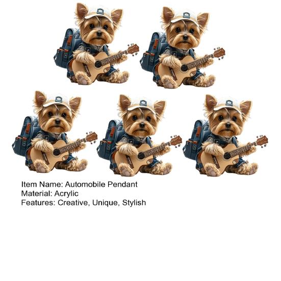 Yorkie Bilventilklips Søt Hund Luftfrisker Bilheng med Duftpute Gave til Hundeelskere Gitarinteresserte