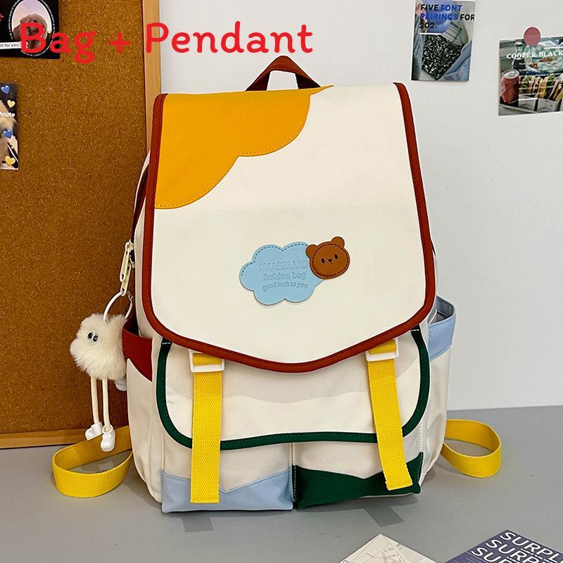 Cute Neon Color Nylon Backpack For Girls With Design For School And College