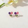 New Sweet Tulip Bud Earrings Glazed Simple Color-Blocked Earrings Colorful Elegant Stud Earrings Women