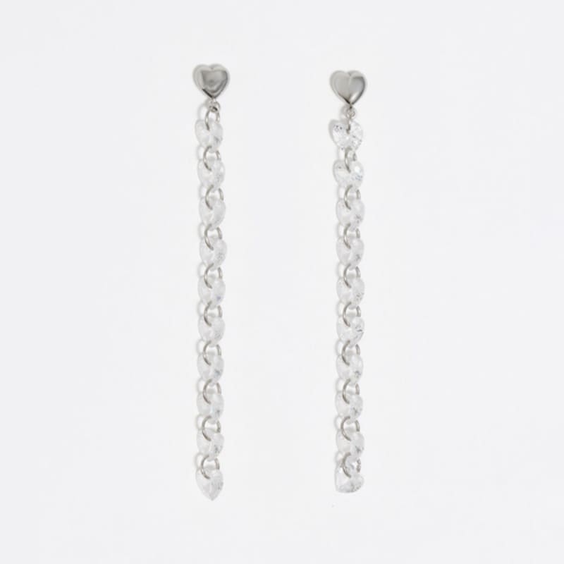 BIMBA Y LOLA [25FW] BIMBA Y LOLA Silver Tone Heart Crystal Earrings B256AIW014SIF