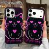 Phone Case: 2D Flat Design Suitable for iPhone 18 17 16 15 14 13 Pro Film Protective Case, Couple Style, Little Black Cat with Heart, Christmas and Ha